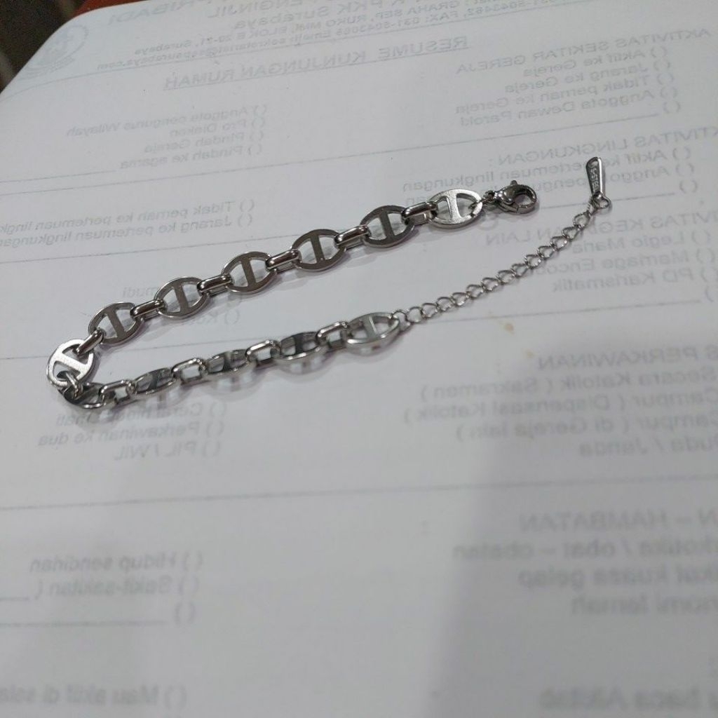 gelang rantai tiffany. gelang dari bahan titanium