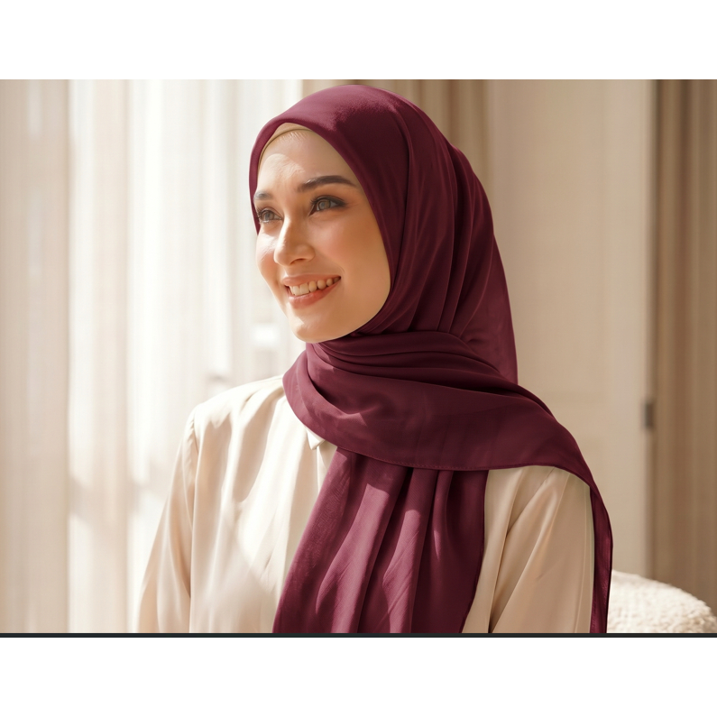 Azara Scarf Segi Empat Voal Premium Polos Jumbo Laser Cut - Hijab Azara Superfines Metal Logo Origin