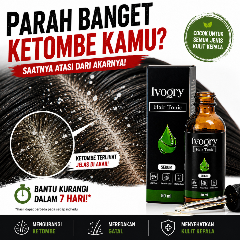 Obat Penghilang Ketombe Ampuh | Ivogry Serum Ketombe dan Psiorasis