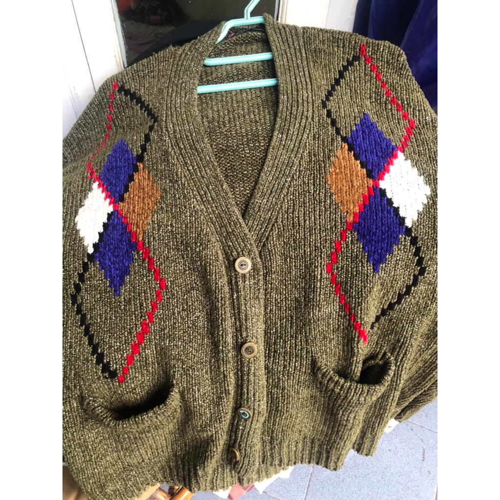Cardigan Rajut army (Ld 120-140/panjang 72)