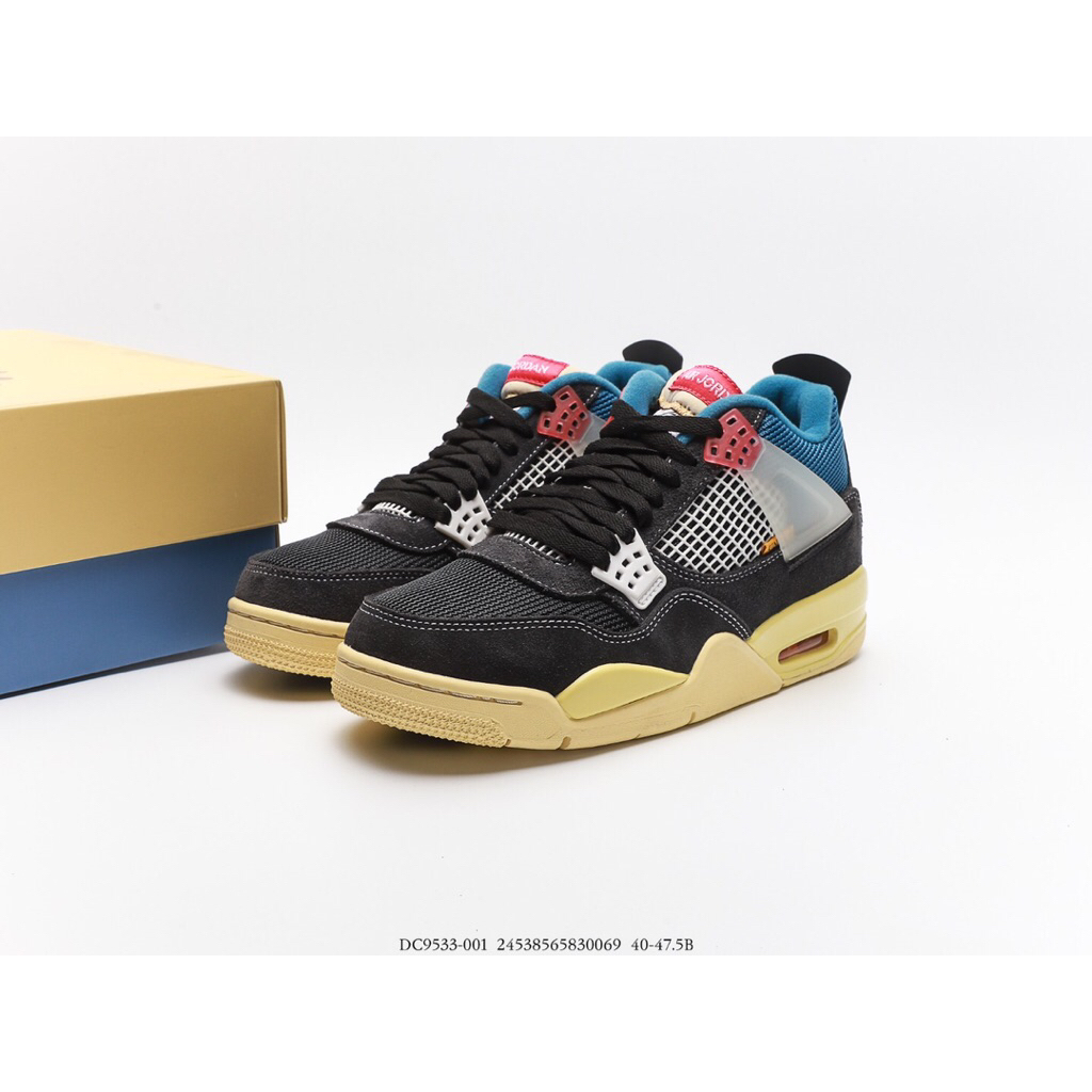 Blackshoes - Sepatu Sneakers Air Jordan 4 Retro Union Of Noir