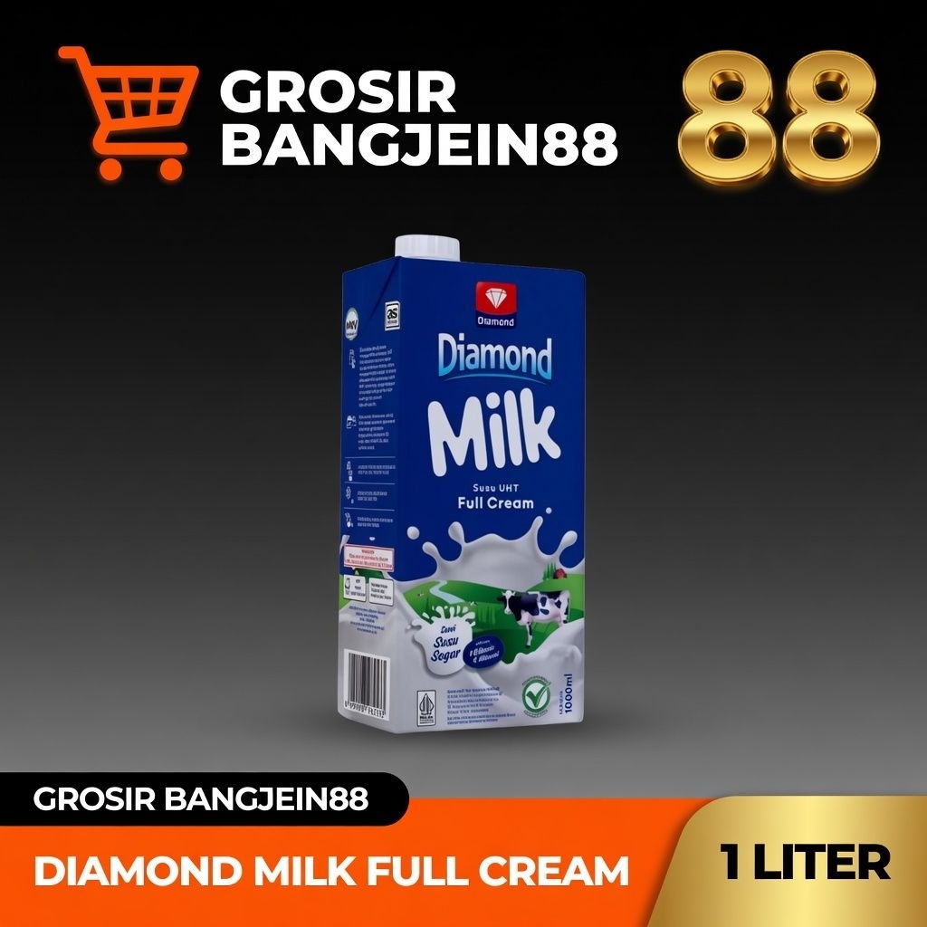 SUSU UHT FULLCREAM DIAMOND 1 LITER / 1000ML - SUSU DIAMOND, UHT DIAMOND, FRESH MILK