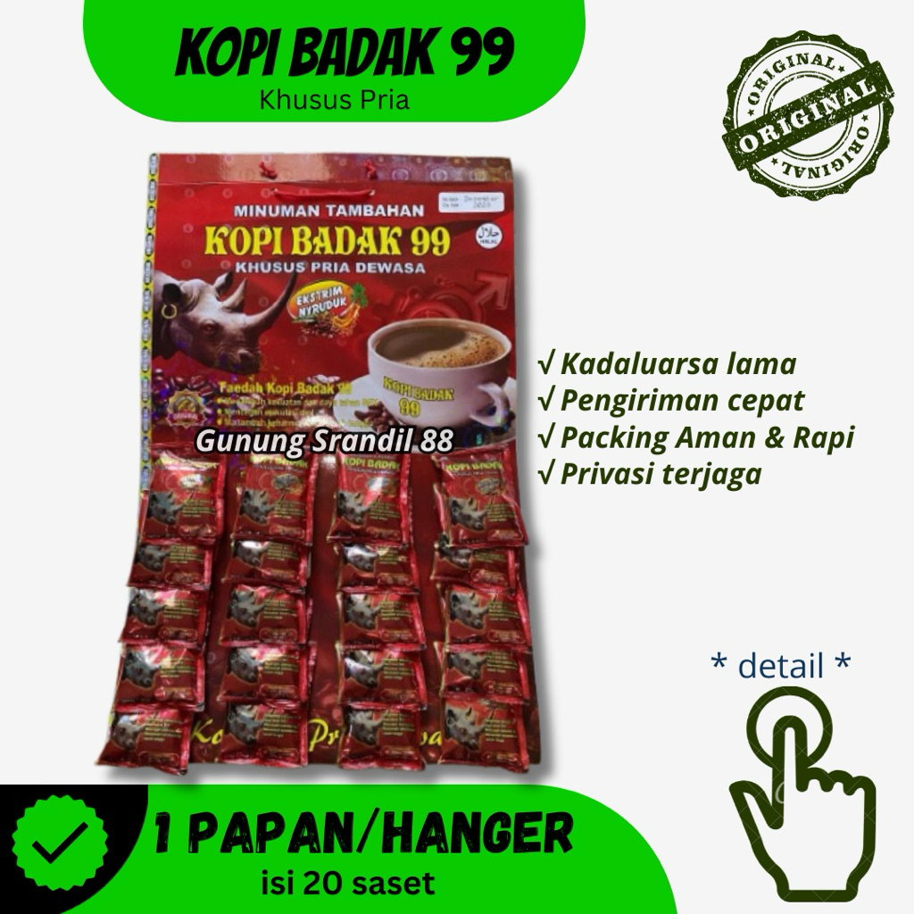 Kopi Gula Aren [CAP BADAK 99] 20 Sachet – 1 Papan – Rasa Kekinian