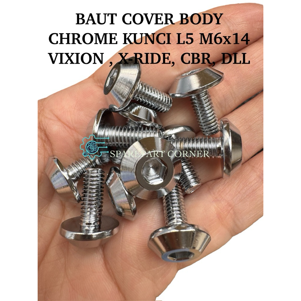 GROSIR BAUT COVER VIXION L BAUT PAYUNG KUNCI L5 BAUT 10 WARNA CHROME