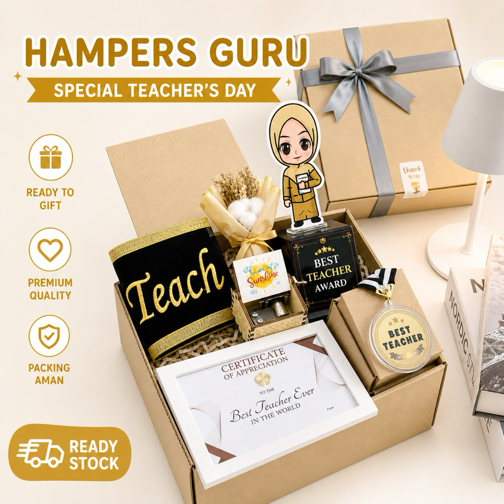 Kado Hampers Guru - Hampers Spesial Hari Guru - Medali Guru - Sertifikat Untuk Guru - Hadiah Perpisa