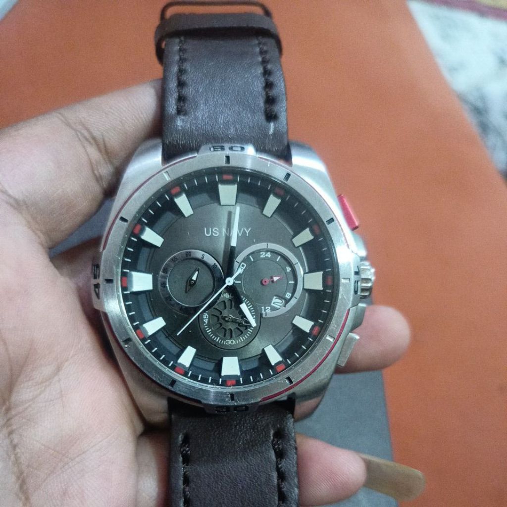 jam tangan original chronograph US NAVY preloved second bekas