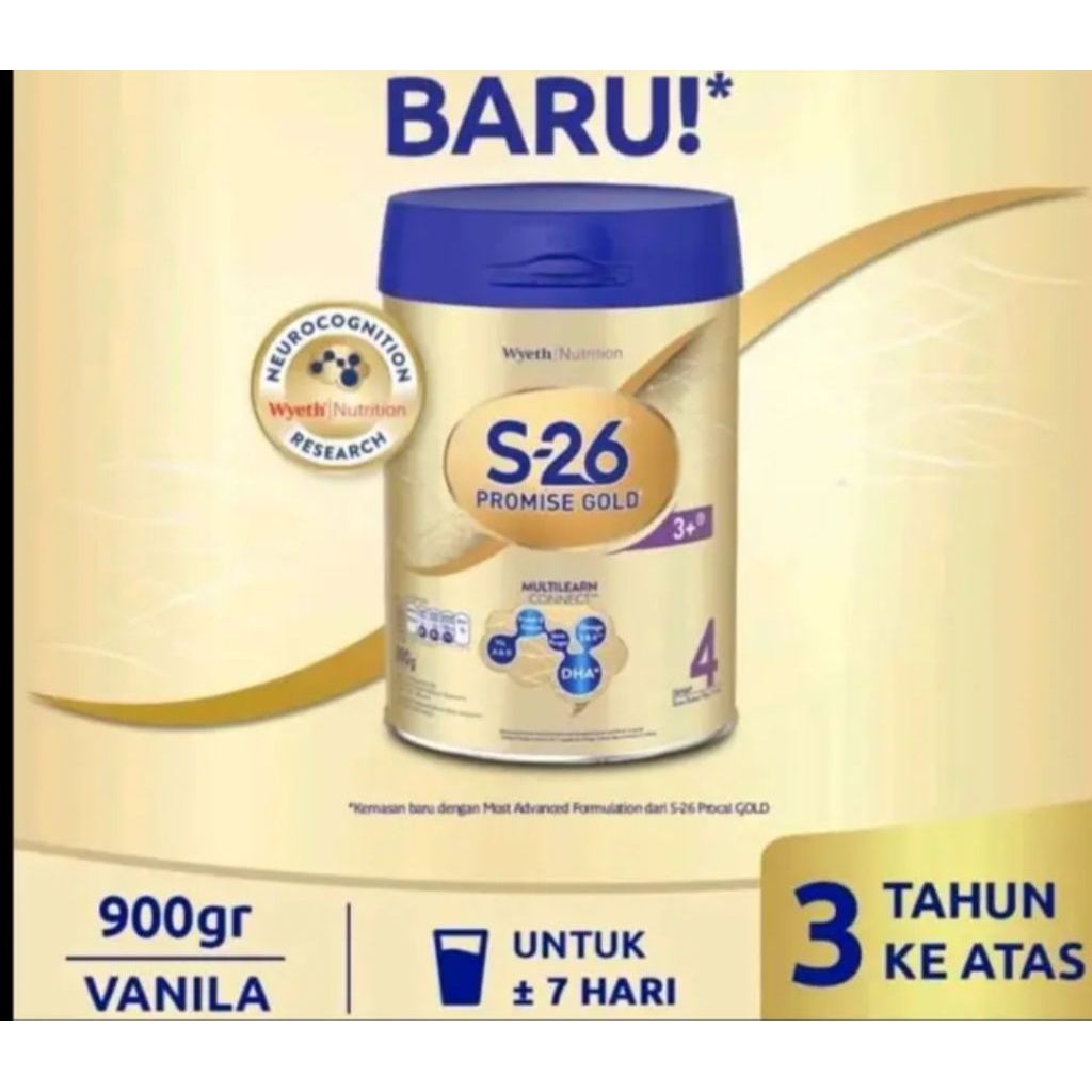 Susu Wyeth S-26 PROCAL Gold Tahap 3 Vanila 900 gram susu bayi usia 1-3 Tahun.