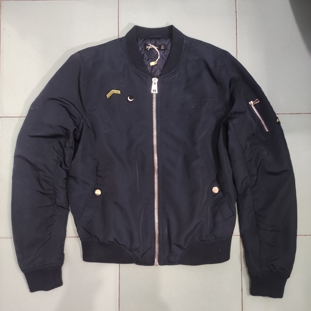 Stradivarius Bomber MA-1 Jacket - Jaket Wanita Pria Tebal Unisex