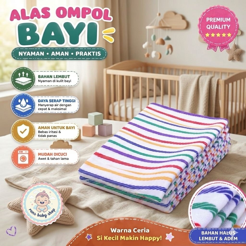 Kain popok lorek lurik besar jumbo alas tidur pipis ompol bayi garis pelangi perlengkapan newborn