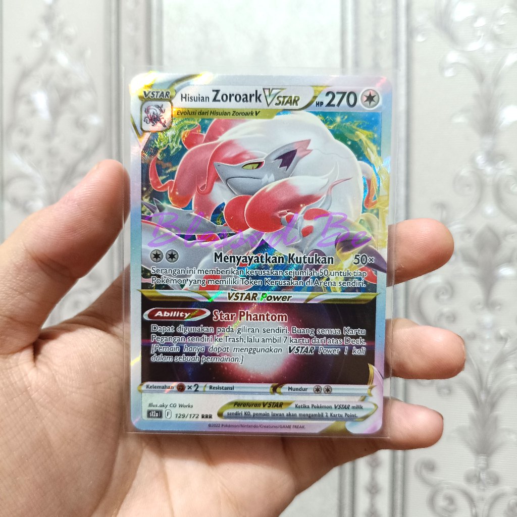 Kartu Pokemon asli Hisuian Zoroark Vstar 129/172 Bahasa Indonesia