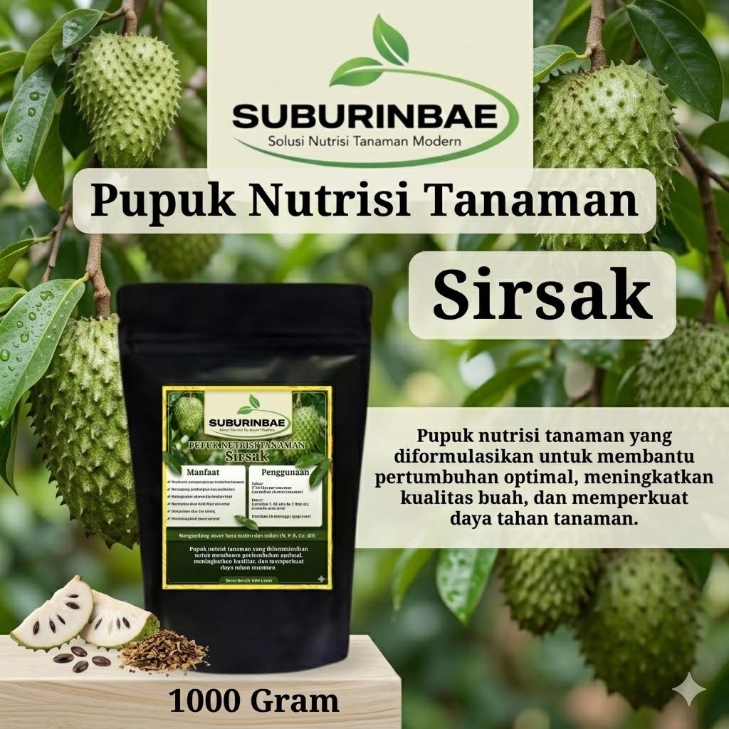 Pupuk Organik BUAH SIRSAK SuburinAja 1 kg - NUTRISI LENGKAP , Penyubur Tanaman, Anti Rontok, Pupuk T