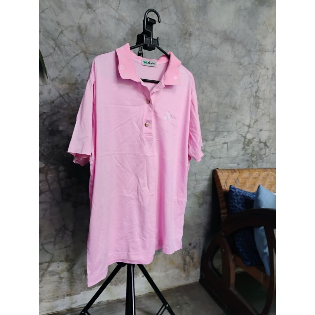 kaos wanita berkerah kaos polo pink wanita jumbo obral