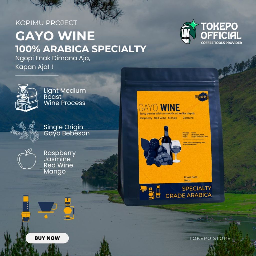 Kopimu Project Coffee Beans Aceh Gayo Wine  Biji Kopi 100% Arabica Single Origin Aceh Bebesan Filter