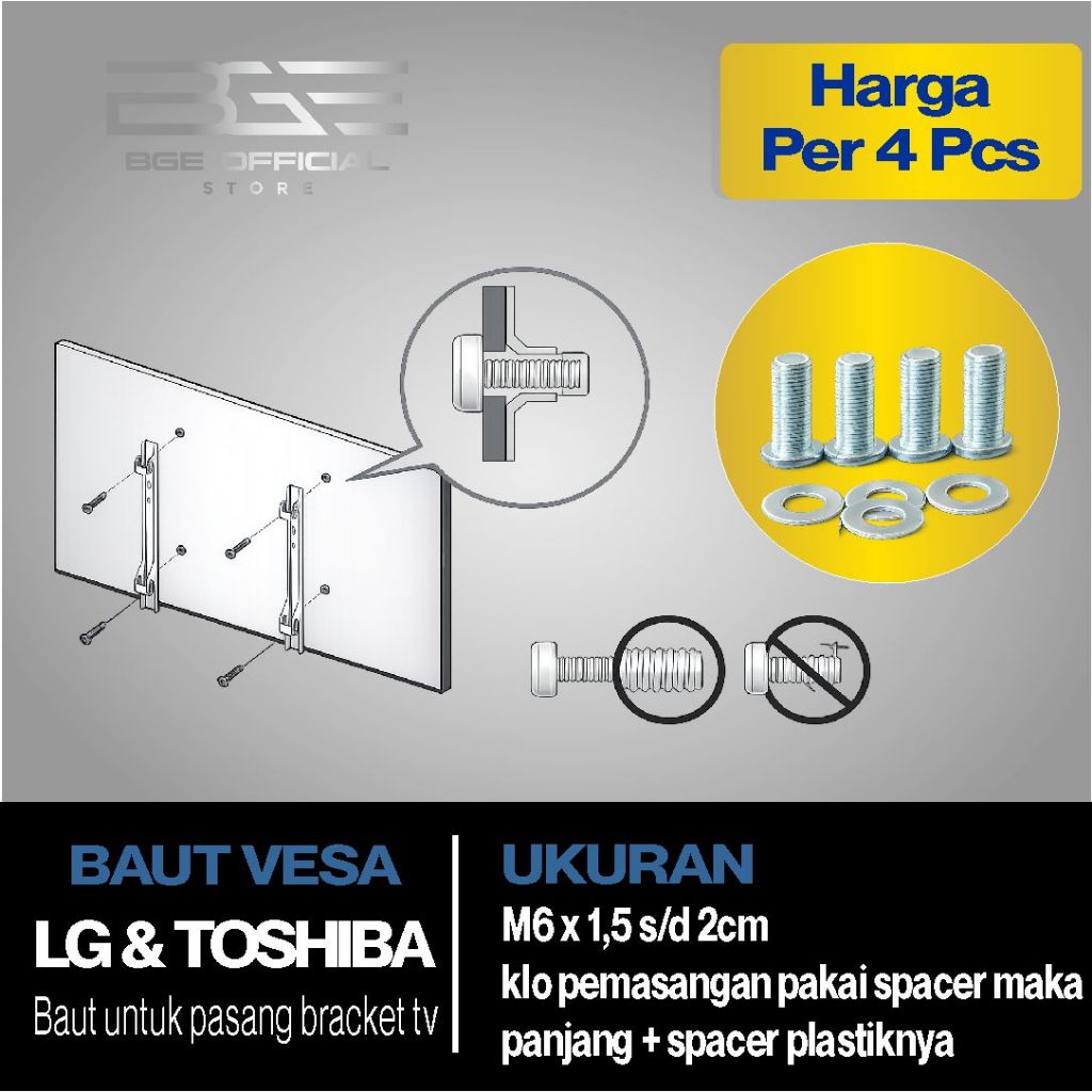 Baut Bracket TV Baut Vesa LED TV LG Toshiba  32 - 55 Inch