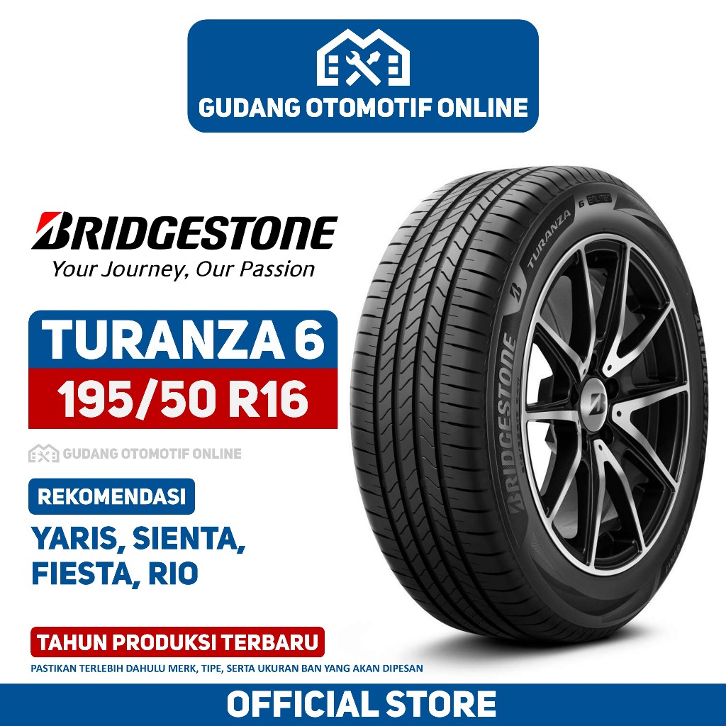 Ban Bridgestone Turanza 6 195/50 R16 Ban Mobil Yaris Sienta Fiesta Rio