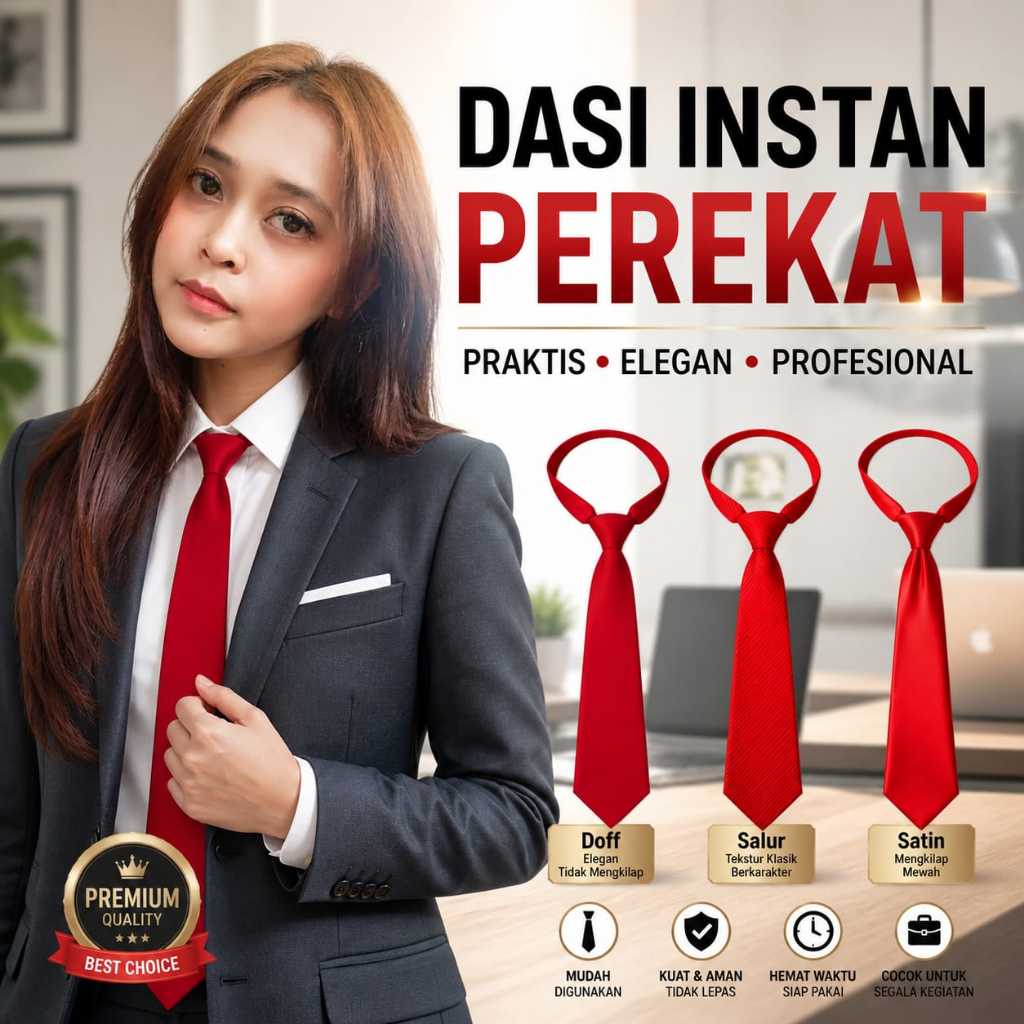 Dasi Merah Instan Pria Wanita