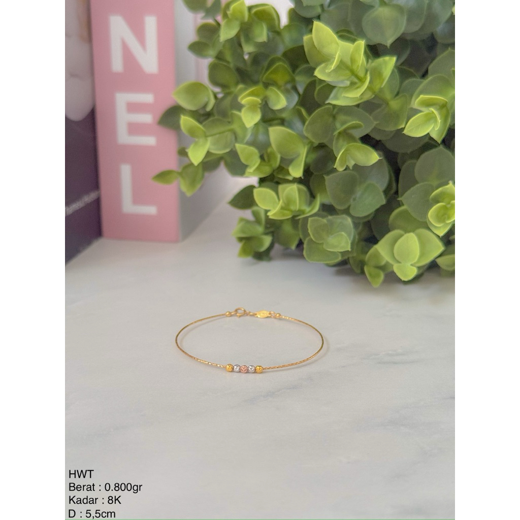 Perhiasan Gelang Kawat Emas Bola Candy Boba UBS & HWT 8k /375