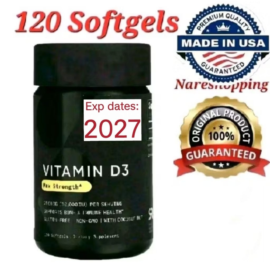 3Nare SR Sports Research Vitamin D3 Max Strength 250 mcg (10000 IU) 120 Softgels