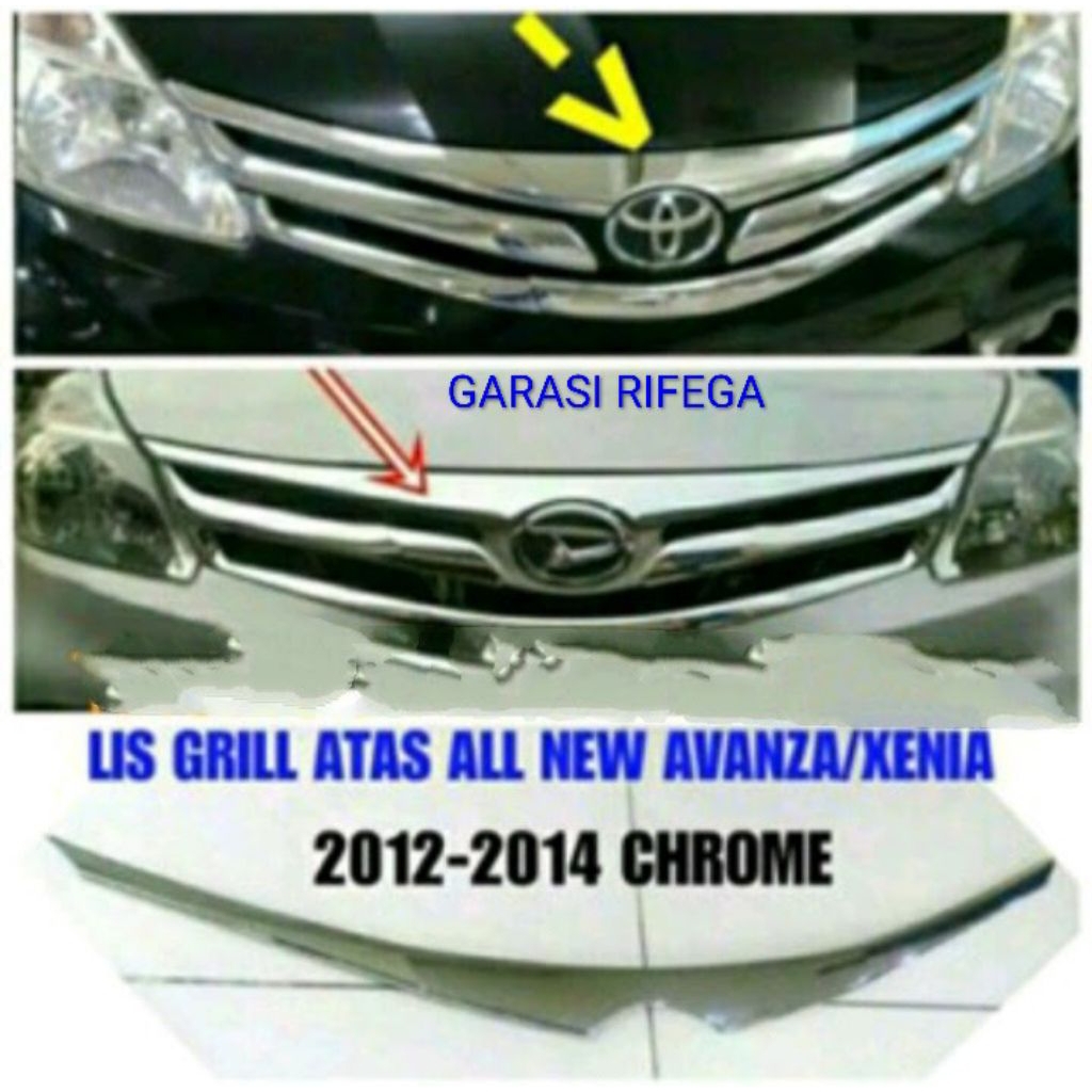 HUDMOLDING LIST GRILL ATAS UNTUK MOBIL TOYOTA ALL NEW AVANZA (2012-2014) WARNA CHROME