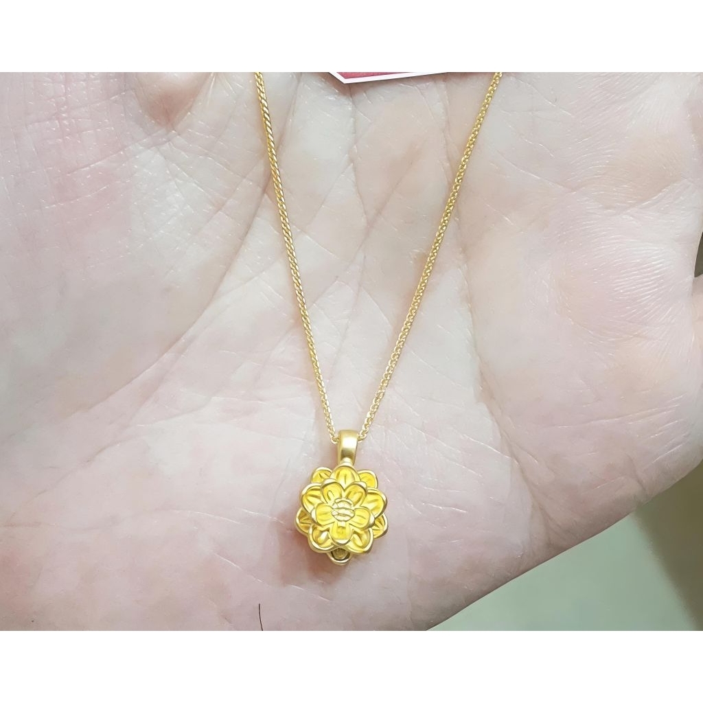 Liontin Emas Asli Teratai 24K.Hongkong 999.9