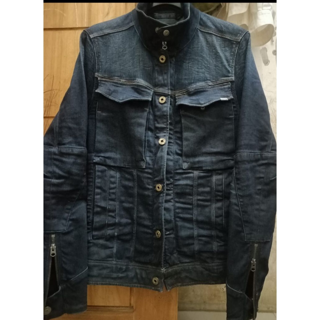 RARE g star raw 3D baikers denim jacket M