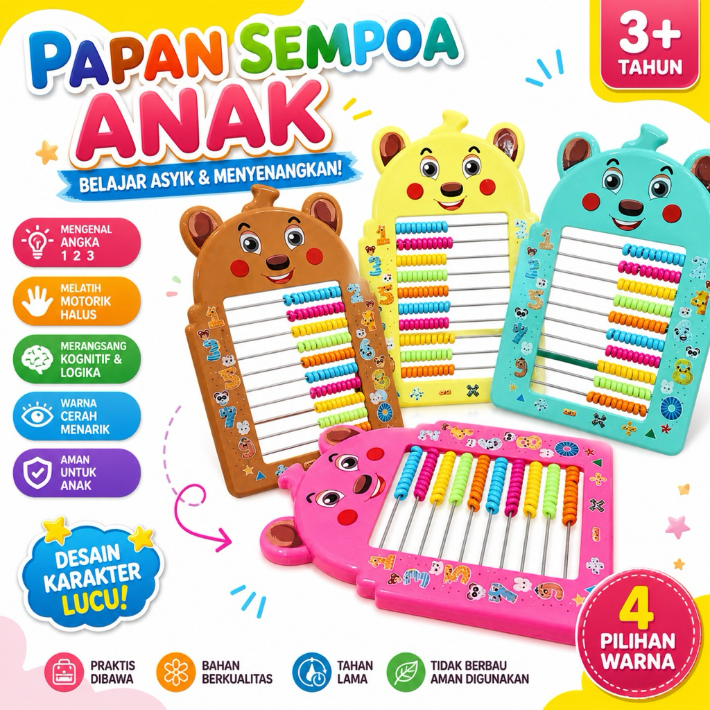 1123 mainan edukasi sempoa / sempoa hitung anak plastik / sempoa alat hitungan anak