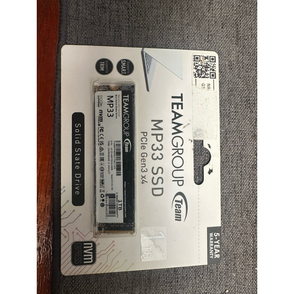 SSD NVMe M.2 1TB TEAMGROUP MP33 (PCIe Gen3 x4)