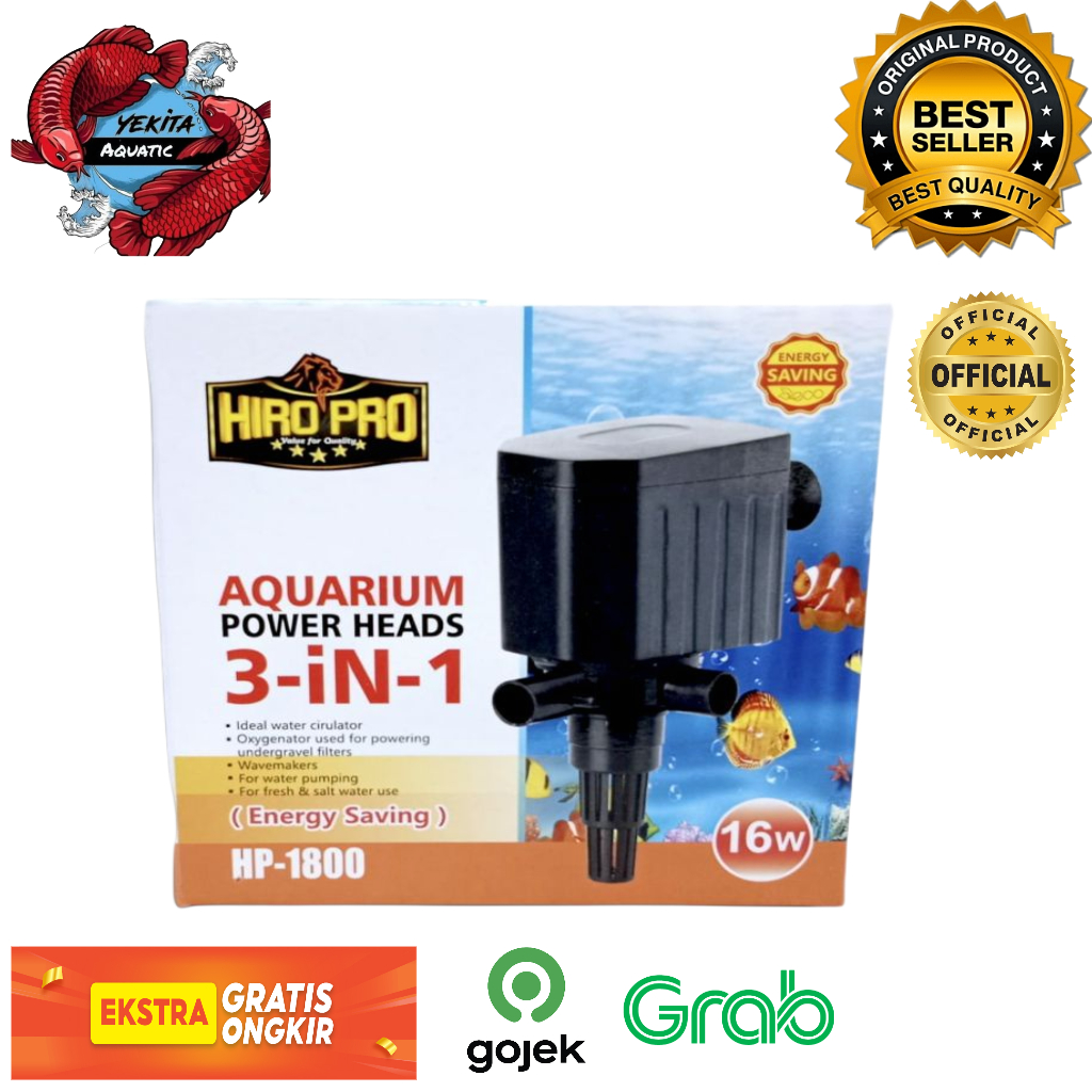 mesin pompa celup aquarium kolam Aquarium Power Head Hiro Pro Hp-1800 Mesin Pompa Air Akuarium Mini 