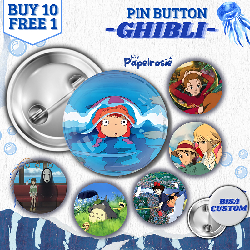 PIN BUTTON GHIBLI | PIN PENITI BULAT AESTHETIC GHIBLI TOTORO 44 MM