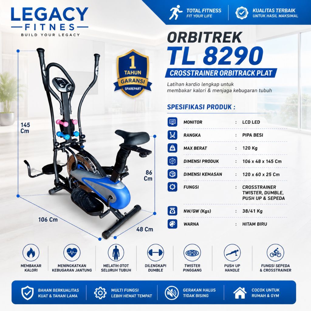 SEPEDA STATIS FITNES ORBITRACK PLAT TOTAL FITNES ORBITREK