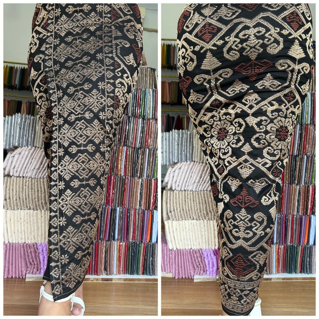 KAMEN JADI BORDIR MOTIF GLORY  FULL STRAIT SET SELENDANG (selendang wrna rndom) / KAMEN BALI / KAMEN