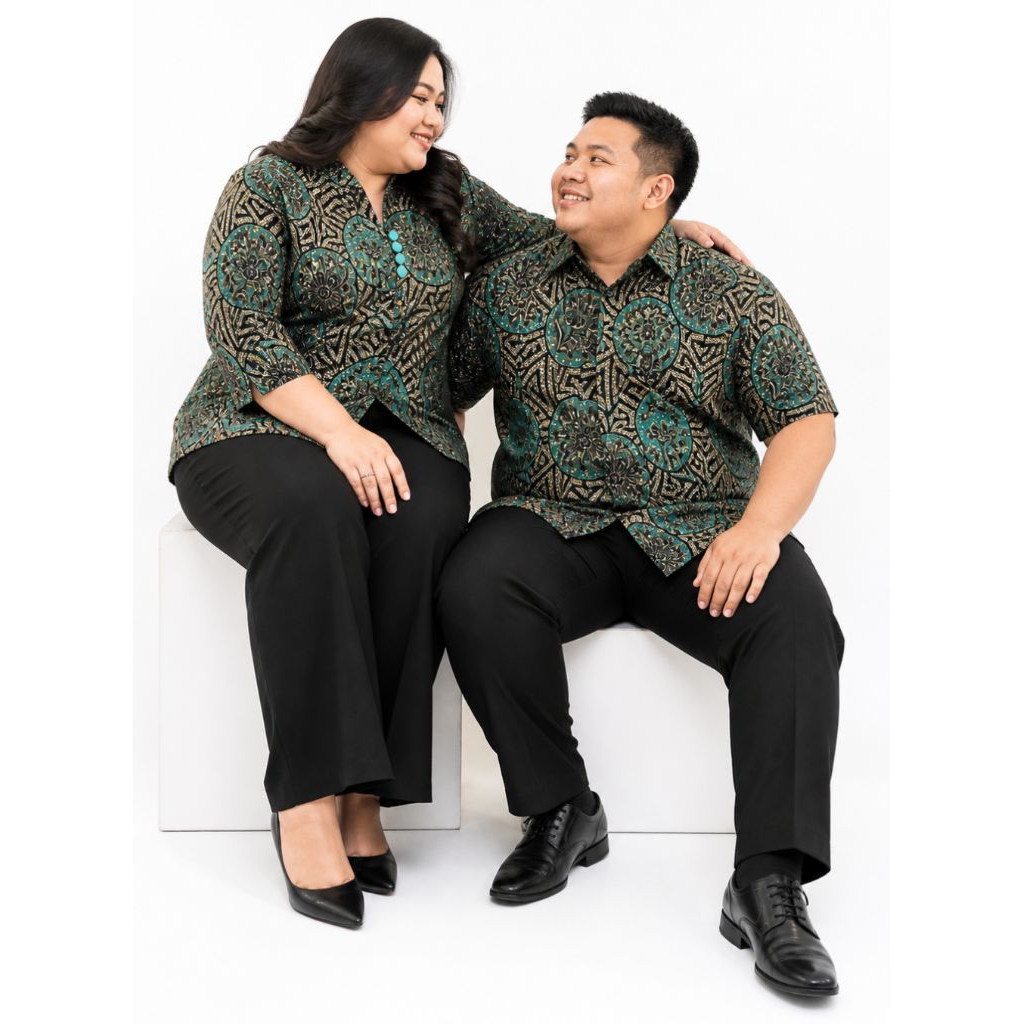BAJU COUPLE BATIK HIJAU JUMBO COUPLE BLUS HIJAU