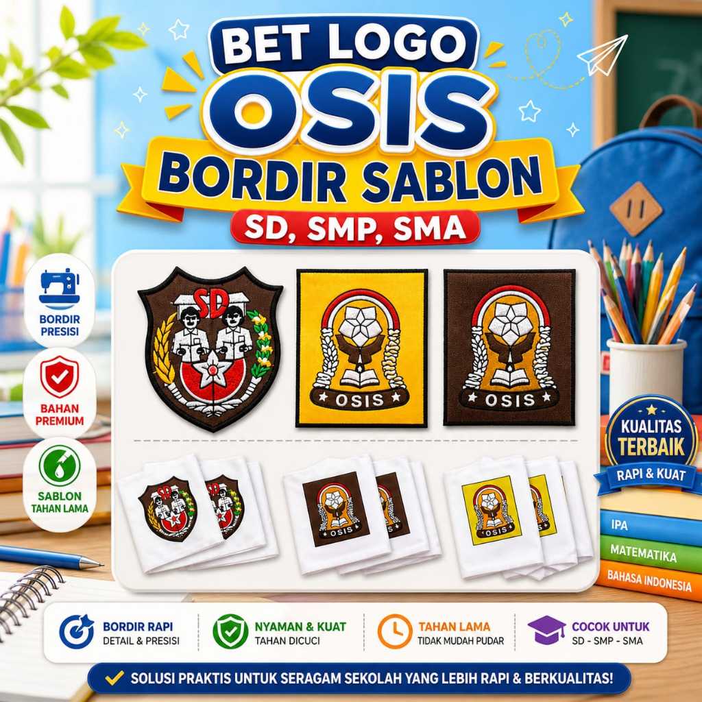 Badge Bet Logo SD SMP SMA Osis Bordir Sablon Sekolah