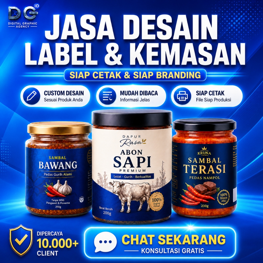 Jasa Desain Label Produk UMKM Profesional | Kemasan Botol Makanan & Minuman Siap Cetak