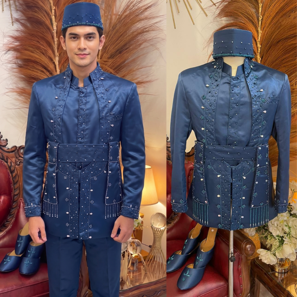 Beskap sunda jumbo pengantin ld 130 | Basofi beskap sunda pria putih premium modern