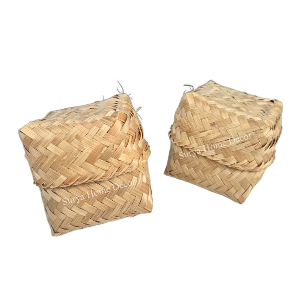Sokasi Mini 10 x 10 cm Polos - Wadah Bunga Sokasi Polos - Wadah Banten Mini - Anyaman Bambu Bali - K