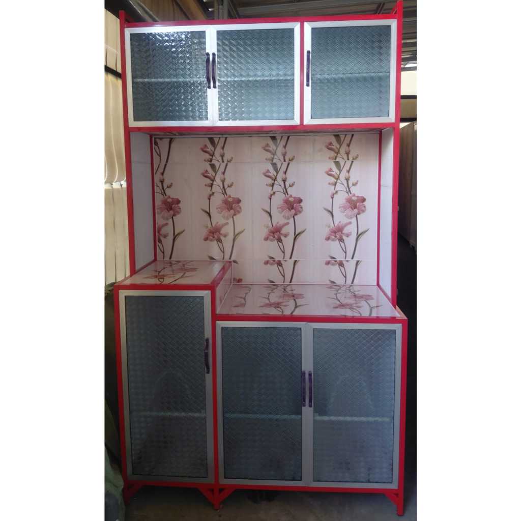 Lemari Piring Rak Piring Rak Dapur Almunium Keramik Kaca Aluminium Rak Piring 2 Pintu 3 Pintu