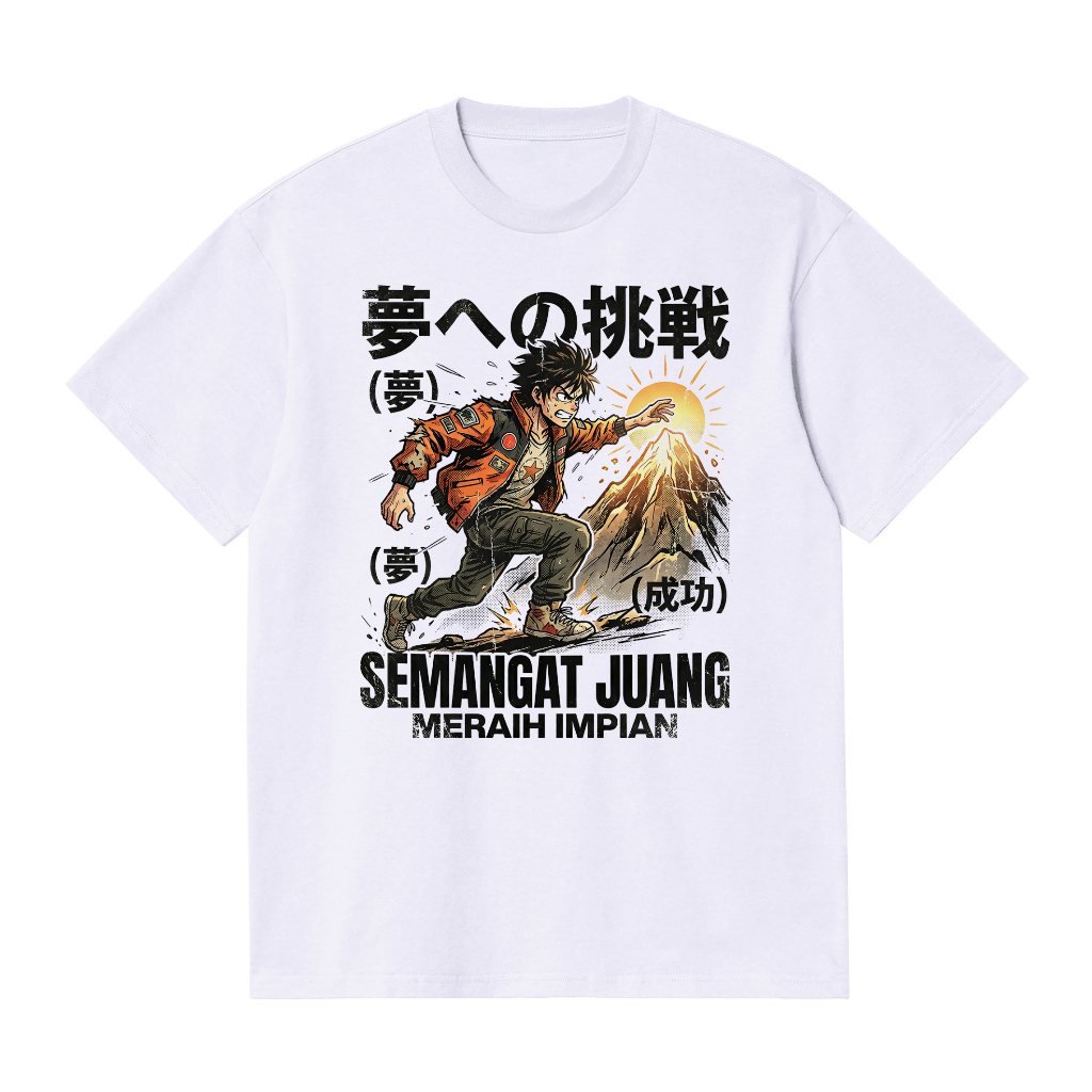 Saubhagya Kaos Anime Vintage 90s Bootleg Semangat Juang Regular Fit Putih