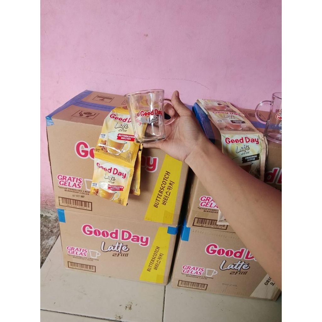 PROMO GOOD DAY LATTE ( 1 KARTON) 12 RENCENG GELAS CANTIK