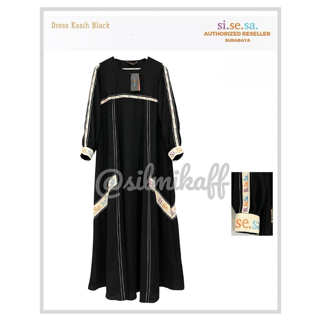 [SILMIKAFF] SISESA Dress KASIH BLACK Gamis Syari Hijab Jilbab Ready Si.Se.Sa CASUAL TRENDY