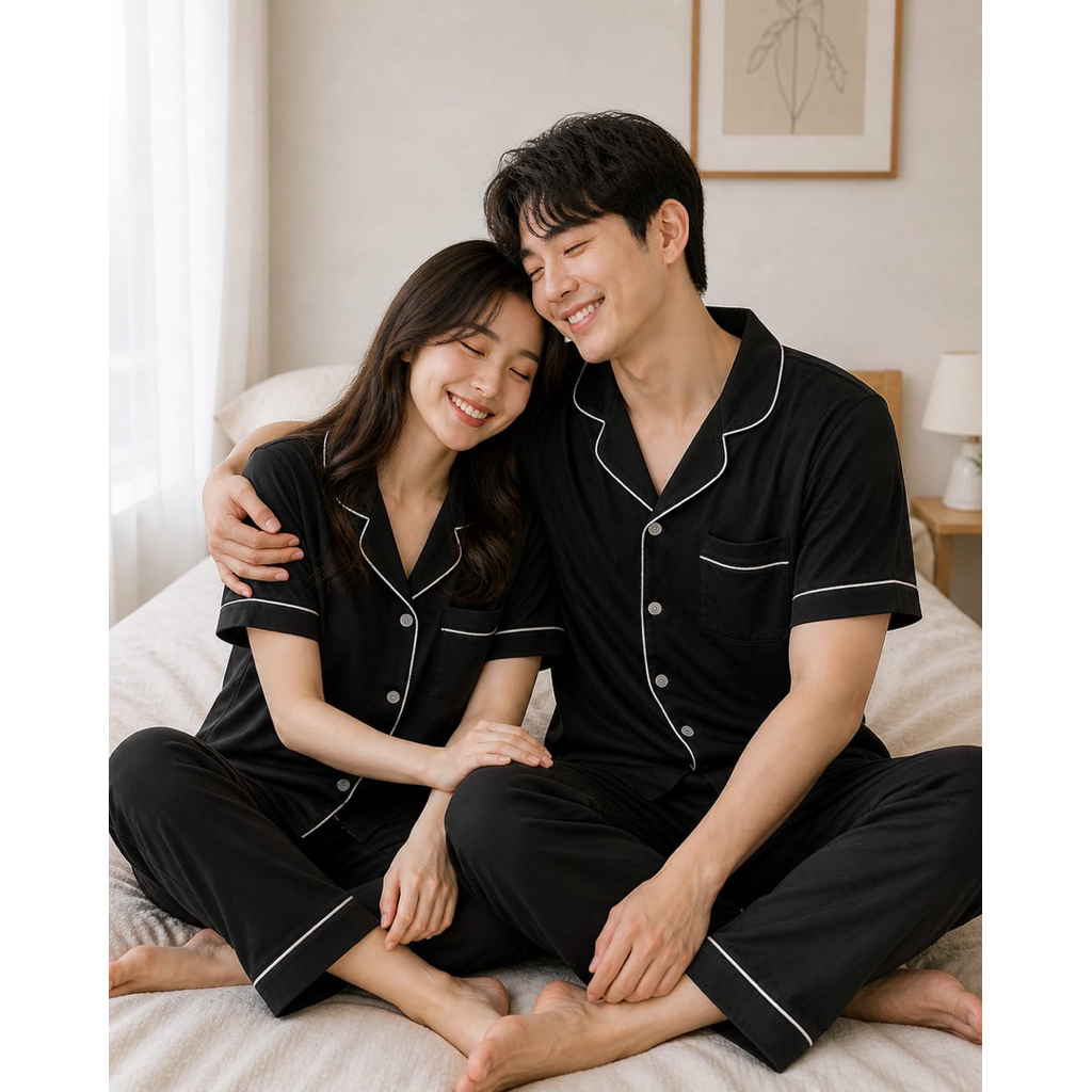 Setelan Piyama Couple | Piyama couple cewek cowok | Piyama couple pasangan | Set Baju Tidur Couple