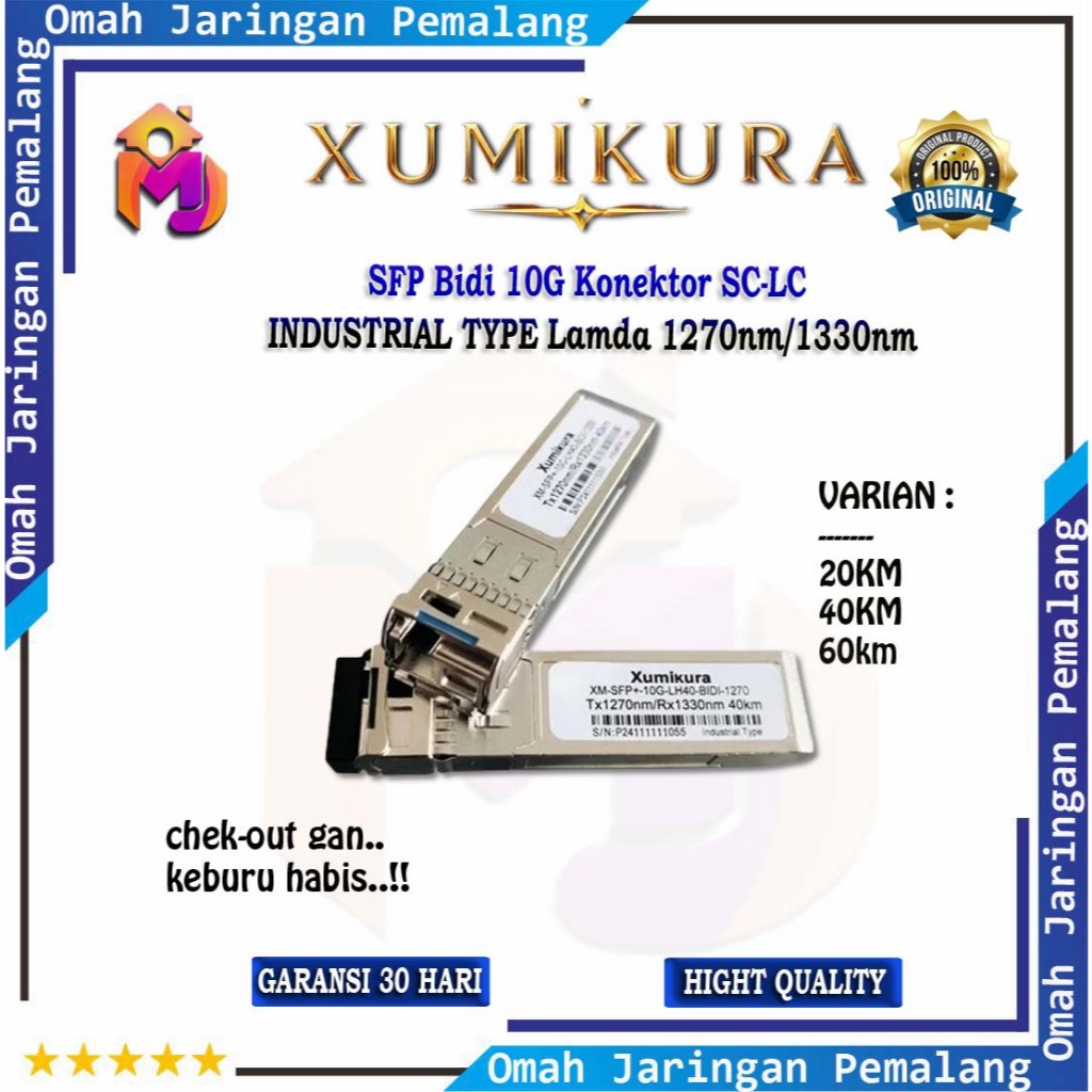 XUMIKURA SFP Bidi 10G SC-LC Ukuran 20KM 40KM 60KM Spesial Industri/Sfp Bidi Uplink Sepasang