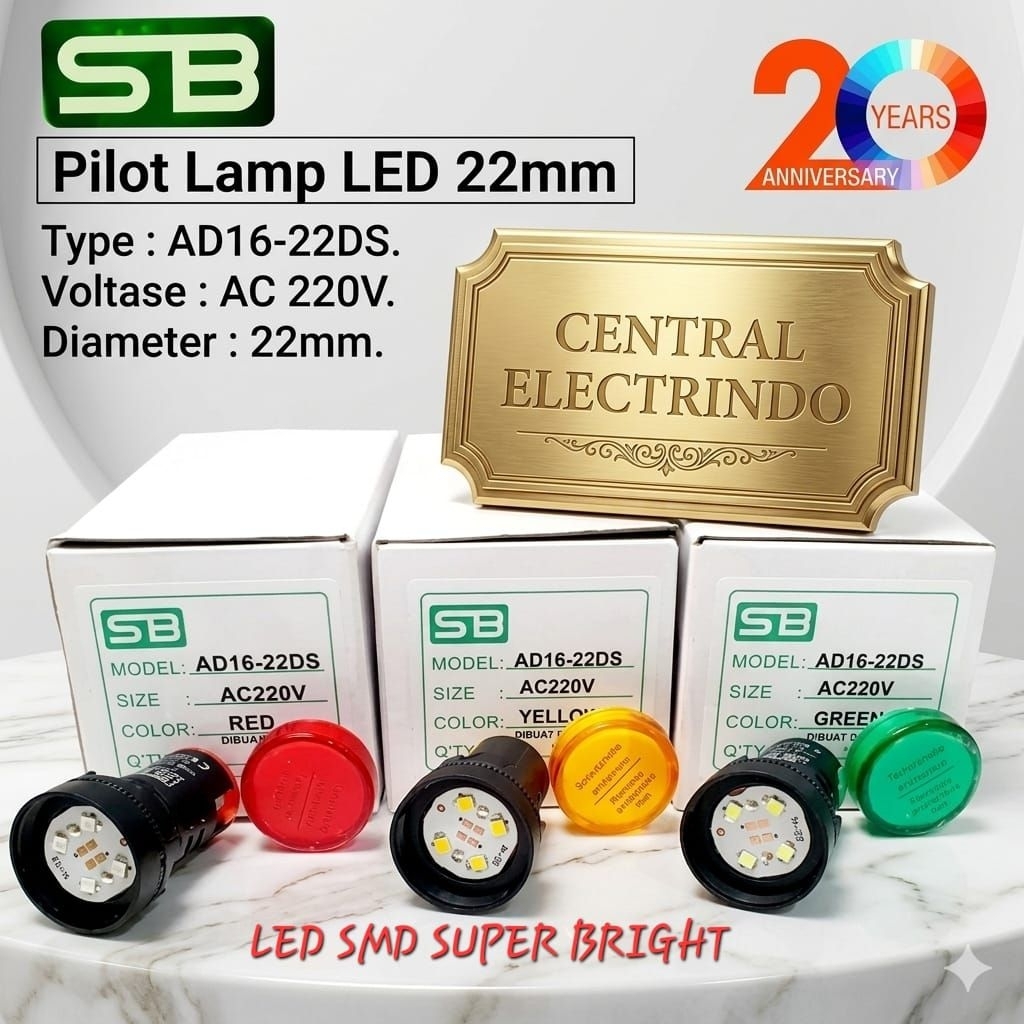 PILOT LAMP LED AD16-22DS 22mm 220VAC SB STANDARD SUPER BRIGHT.