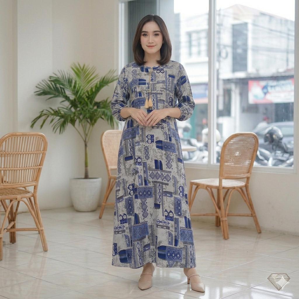 MEGA FASHION - Dress Etnik Motif Songket LD 120 PB 130 Bahan Rayon Premium Dress Busui Frendly