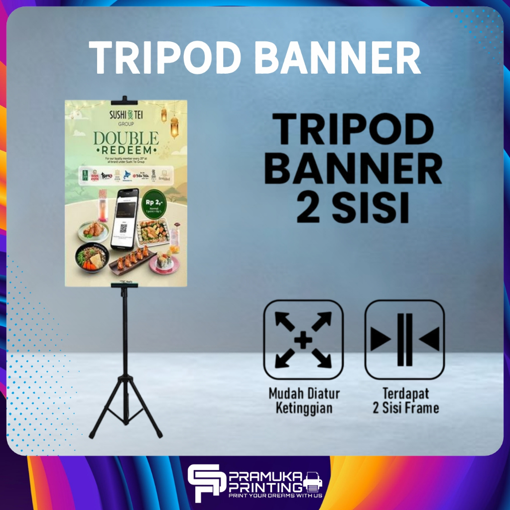 TRIPOD BANNER 2 SISI STAND BANNER 2 SISI STAND BANNER BERDIRI 2 SISI