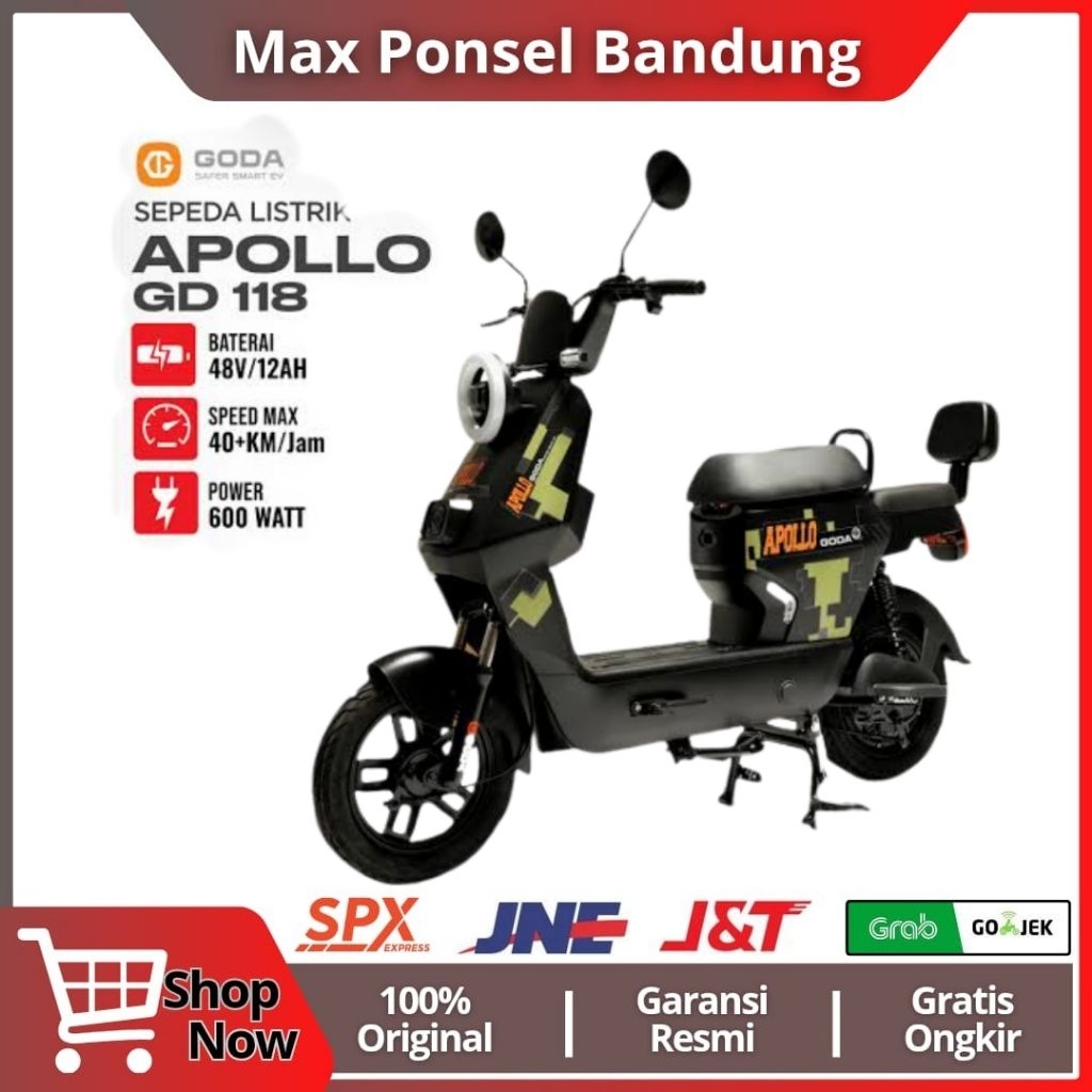 Sepeda listrik Goda 118 Y Apolo 600watt 48v/12ah