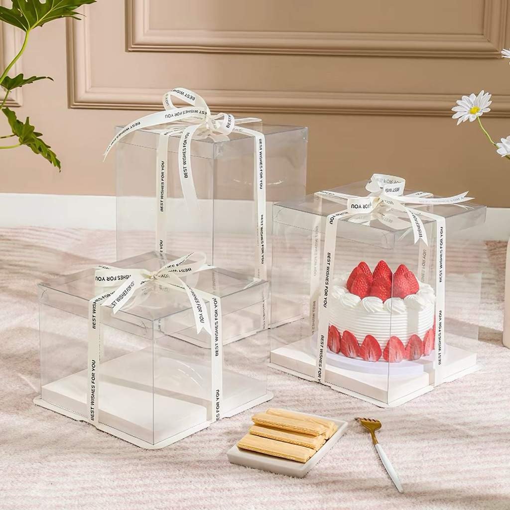 FLOWERSUPPLY - TRANSPARENT CAKE BOX/KOTAK BOX KUE/PACKAGING HANTARAN WEDDING/BOX PACKAGING KUE YANG 
