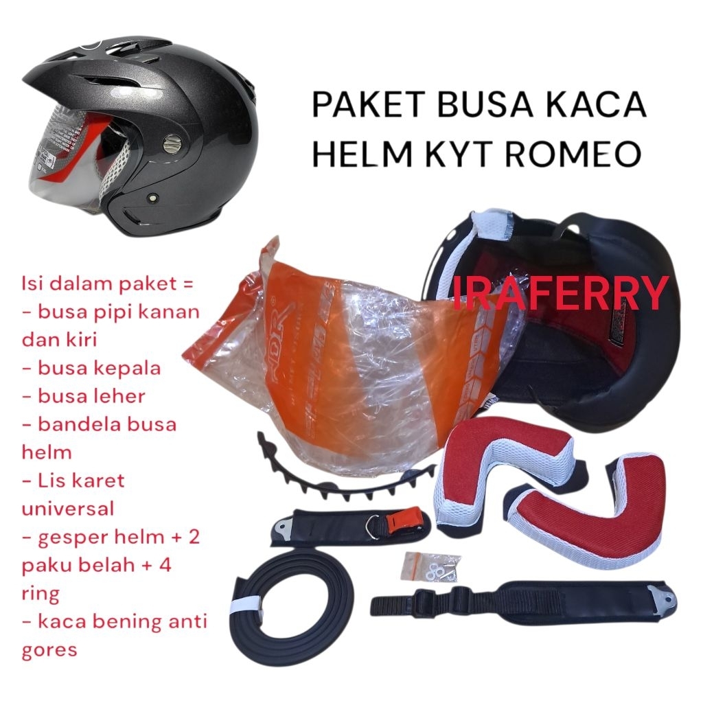 busa helm kyt romeo fulset | Lis karet helm | kaca visor helm kyt romeo