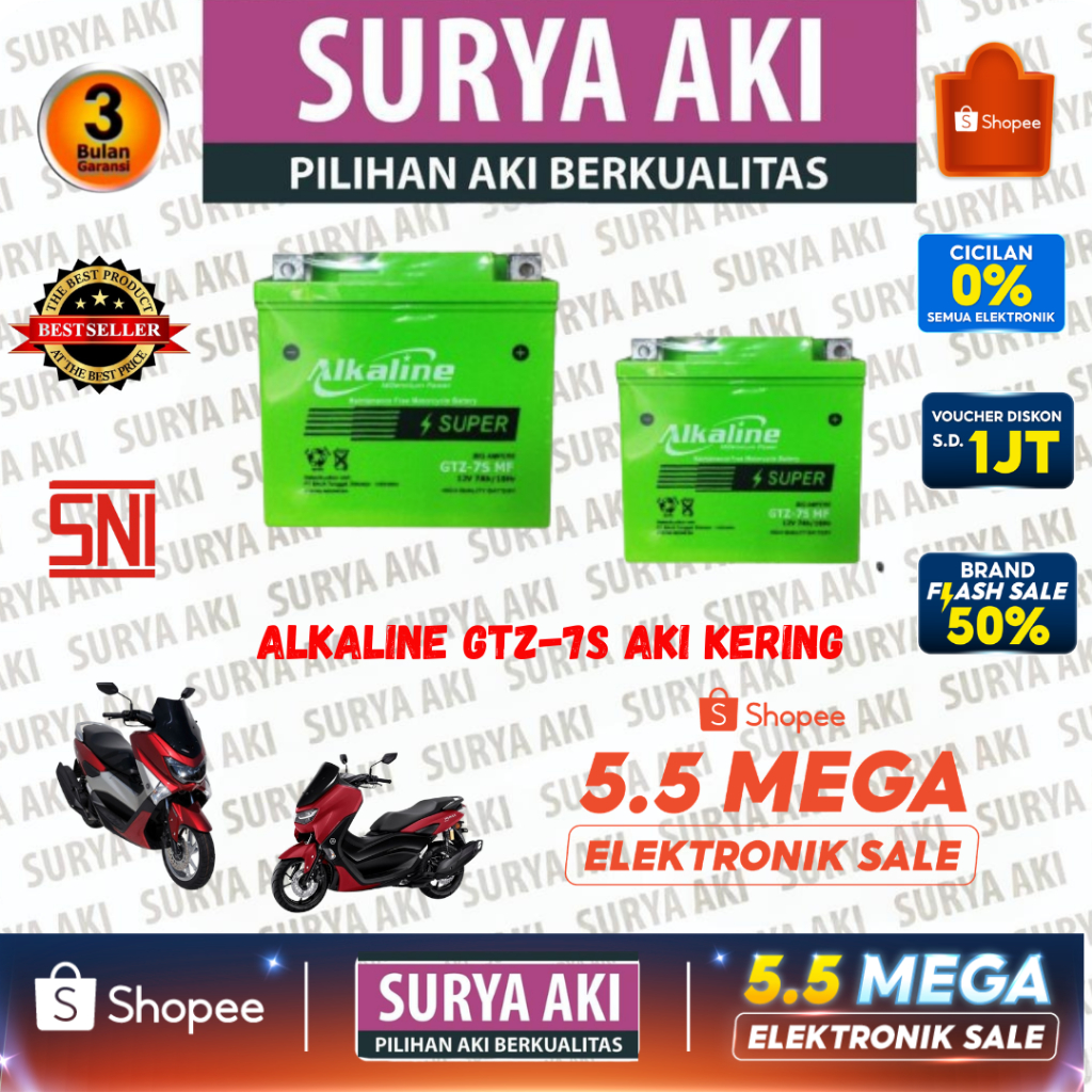 AKI MOTOR ALKALINE GTZ7S MF FS AKI KERING MOTOR NMAX SATRIA FU SONIC ADV