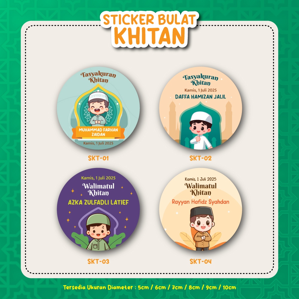 Stiker Bulat Syukuran Khitanan Anak  Walimatul Khitan Tasyakuran Walimatul Khitan stiker